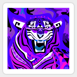 wild tiger in bengals colors of rage in zodiac chinese art ecopop Sticker